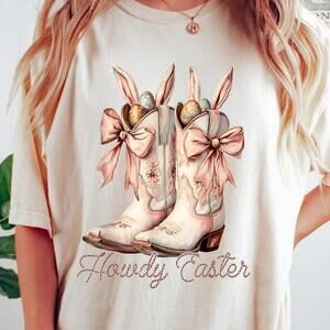 Howdy Easter Shirt, Western Easter Tshirt, Easter Boots